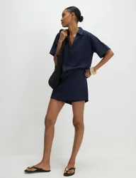 Linen Rich Wrap Skorts Navy female