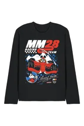 Mickey Mouse Racing Chequered Long Sleeve T-Shirt, Black - Black - Size: 2XL