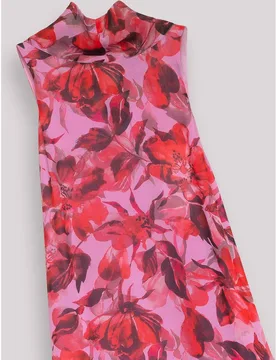 Vestido largo halter con vuelo y estampado floral - Niza - FashionsVida
