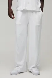 Herren Weite Hose Mit Falten Vorne Aus Frottee-Stoff White Größe XS