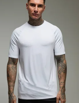 Men's Tall Man Active Lightweight Essentials Gym Regular Fit Raglan T-Shirt White Size Medium White M - boohooMAN - FashionsVida