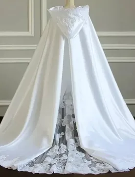 White Hooded Wedding Cloak Lace Satin Winter Bridal Cape Custom Made Bride Bolero Wedding Wrap custom - Aliexpress - FashionsVida