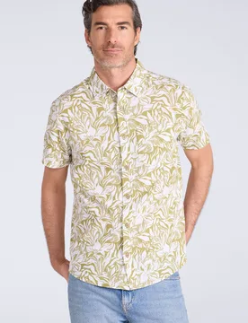 Tropical Printed Mens Short Sleeved Shirt - Green - Green - Size: S - Mountain Warehouse - FashionsVida