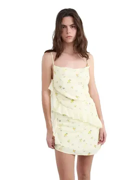 Robe Courte Sans Manches 30000528 Flowers Blazing Yellow XL