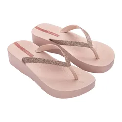 Mesh Chic Plat Flip Flops Pink / Glitter Pink UK 8 Women