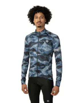 Maglia A Maniche Lunghe Abstract Mountains Performance Steel Blue