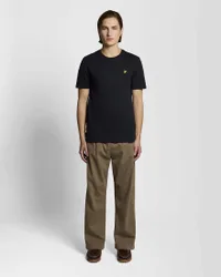 T-shirt mezza manica nera in puro cotone fiammato