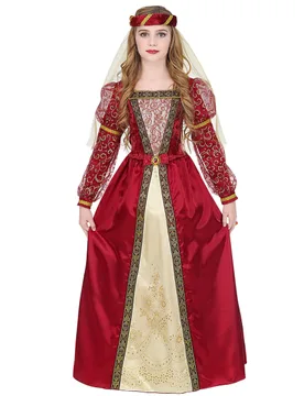 Mittelalterliche Prinzessin Mädchen-Kostüm rot-goldfarben - female - Widmann - FashionsVida
