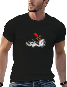 Kayak in whitewater outlined in orange and red T-Shirt man graphic t shirt t shirt man designer t shirt man plain T-shirt - Aliexpress - FashionsVida