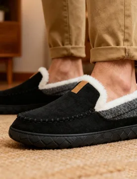 Zapatos de invierno para hombres, mocasines de ante suaves y cómodos para interiores, que mantienen el calor. Zapatos de casa de negocios de talla gr - Shein - FashionsVida