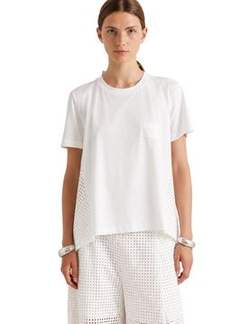 T-SHIRT TRAFORATA Donna Bianco Cotone Primavera/Estate 2026 m6ex04-bianco
