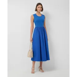 Vestido sin mangas en tejido combinado de mujer