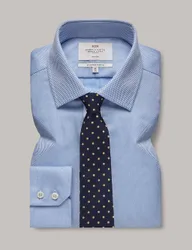 Slim Fit Non Iron Pure Cotton Textured Shirt Blue male