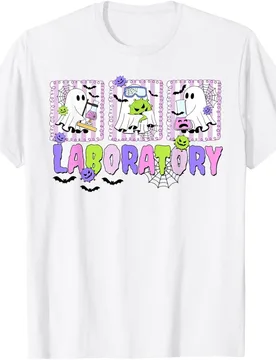 Spooky Laboratory Ghost Halloween Science Graphic Tee Cute Cartoon Style T-Shirt for Men - Aliexpress - FashionsVida
