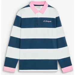 Sudadera de manga larga de rayas con cuello polo