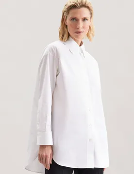 Oversized Hemdbluse aus Baumwoll Twill Weiß 50 - Seidensticker - FashionsVida