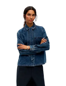Chemise à Manches Longues Rosie Medium Blue Denim 42 - Vila - FashionsVida