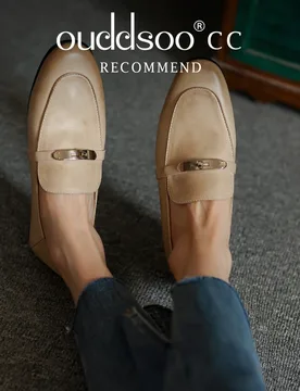 Ods Loafers Women's New Cowhide Shoes Thick Heel Low-top Retro Brown Small Leather Slip-on Flat Ins Designer Fashionable Comfort - Aliexpress - FashionsVida