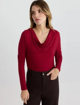 Top drappeado de manga larga de mujer - Vero Moda - FashionsVida