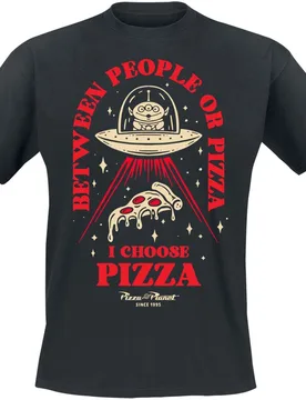 Toy Story - T-Shirt - Pizza Or People - S bis M - für Männer - Größe M - schwarz - Lizenzierter Fanartikel - Männer - male - Disney - FashionsVida