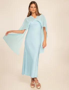 Vestido midi con escote palabra de honor y capa - The-Are - FashionsVida