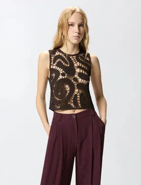 ERUZIONE TOP CROCHET GEOMETRIC SS26 - PINKO - FashionsVida