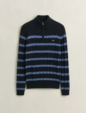 STRIPED COTTON CABLE HALF ZIP male