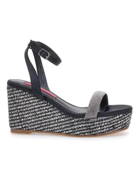 Sandali Nere Con Cinturino e Zeppa 10 cm 1402 38 - BETTYFLOWERS - FashionsVida