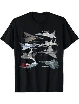 T-shirt printed with multinational military aircraft patterns (F-22 Raptor, Typhoon, Su-57, Gust, J-20)-pure cotton - Aliexpress - FashionsVida