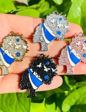 Pcs Blue White ΖΦΒ Themed Charms Black Girl Sorority Queen Pendant for Women Bracelet Girl Necklace Making Gold-Plated Jewelry - Aliexpress - FashionsVida