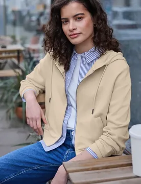 Street One Sweatjacke im verkürzten Schnitt female Beige - Street One Studio - FashionsVida