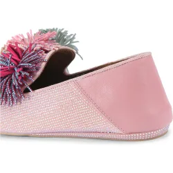 Slippers de mujer de ante con pompón