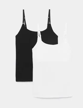 Pack Cotton Rich Secret Support™ Nursing Vests Black Mix female - M&S - FashionsVida