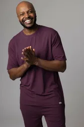 Mens 1 Pack Bamboo Loungewear Selection T-Shirt Burgundy Small - Red - Size: Small