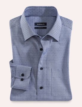 Extraglatt-Hemd Kent-Kragen, Comfort Fit, Farbe Blau, 45/46, reine, bügelfreie Baumwolle Kent-Kragen Herren