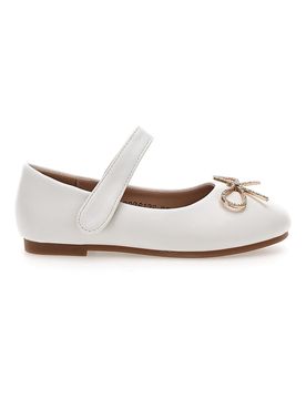 Ballerine bianche con fiocco dorato 392613S 34