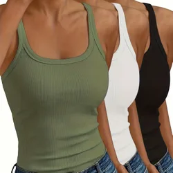 Set de 3 tops de tirantes finos para mujer, ropa exterior ligera de verano