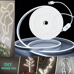 M/2m/3m/4m/5m Tiras de luces LED de neón flexibles alimentadas por USB, iluminación de ambiente regulable para sala de estar, dormitorio, cocina, es