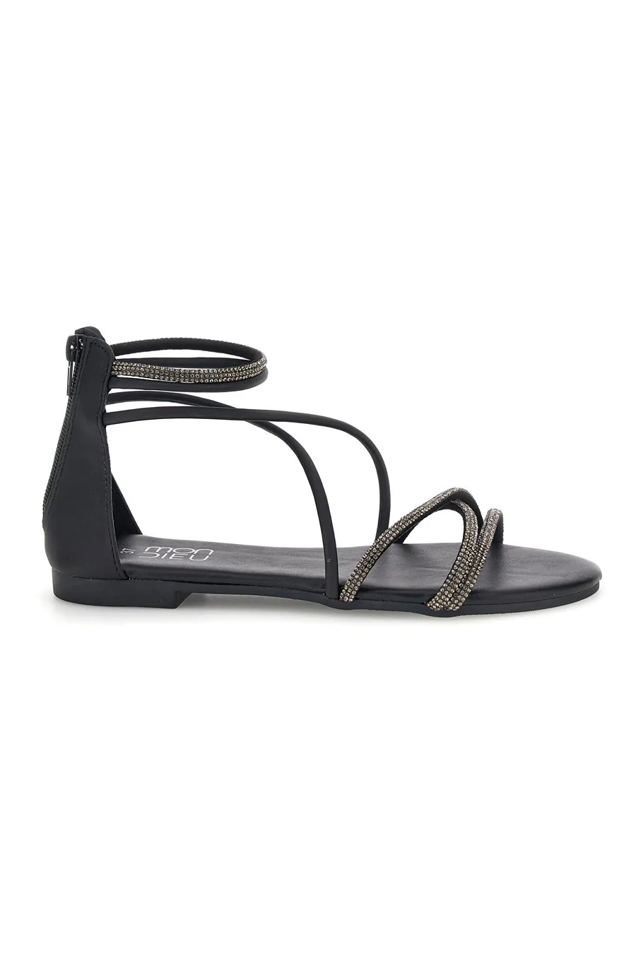Sandali neri con cavigliera e dettagli luminosi PRE5432 39 - MON DIEU - FashionsVida