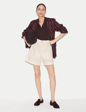 Denim High Waisted Seam Detail Shorts Ecru female - Jigsaw - FashionsVida