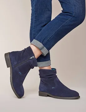 Women's 'Pipistrelle 3' Ruched Suede Pixie Ankle Boots in Indigo Size: 6.5 - Indigo - Size: 6.5 - Moshulu - FashionsVida
