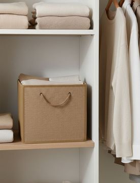 Scatola pieghevole per riporre con manico - beige
