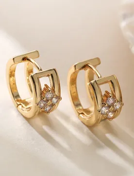 European and American Niche Retro Copper Plated 18K Gold Hollow Zircon Hoop Earrings for Women Mini Versatile Earrings - Aliexpress - FashionsVida