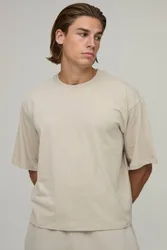 Herren Essentielles Übergroßes Kastenförmiges Oberteil Stone Größe XS