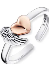 Womens Err-Wingheart-Bicor Ladies Wing And Heart Ring Silver Sterling - One Size