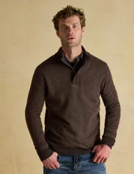 Wool Rich Button High Neck Jumper Brown male