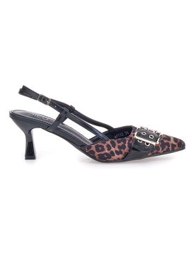 Décolleté Animalier e Nero slingback tacco medio APY22 36