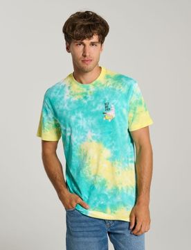 T-shirt in cotone con effetto tie-dye SpongeBob - blu