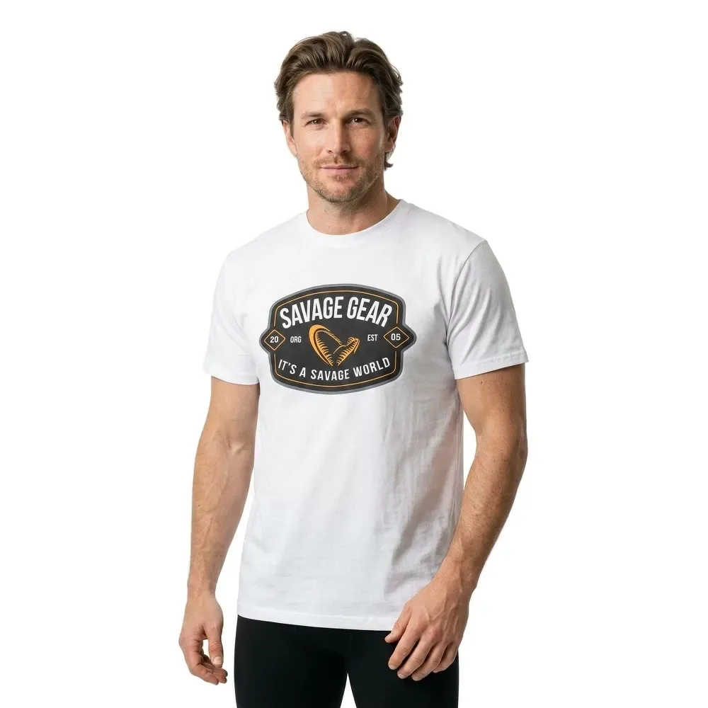 Bade Logo Short Sleeve T-shirt White S Men - Savage Gear - FashionsVida