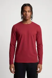 Herren Essentielles Regulär Geschnittenes Langarm-Oberteil Red Größe XS